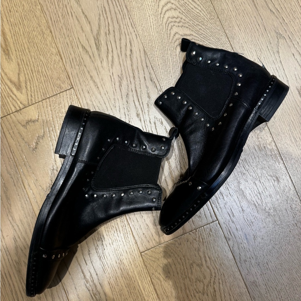 Black Studded Leather Boots